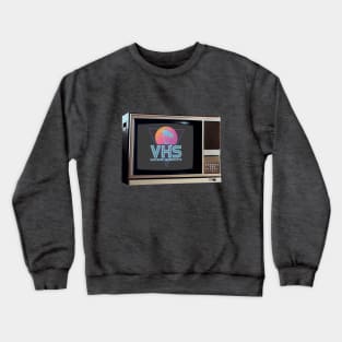 TV SET / VHS #2 (palms & grid) (GLITCHED) Crewneck Sweatshirt